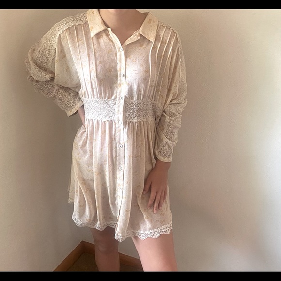 Free People Sheer Romance Mini Dress women’s size small - Picture 2 of 6